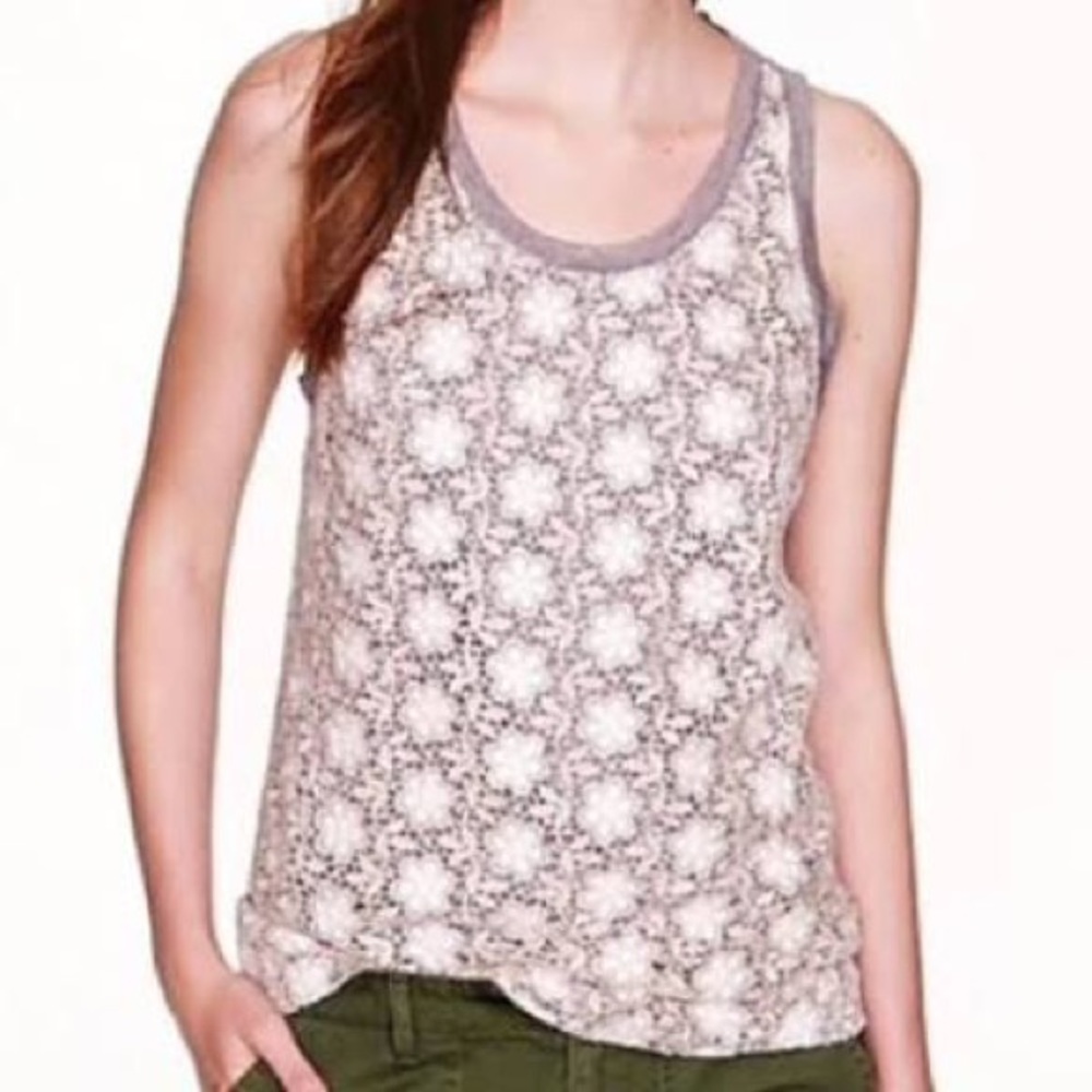 J Crew Floral Crochet Tank Top